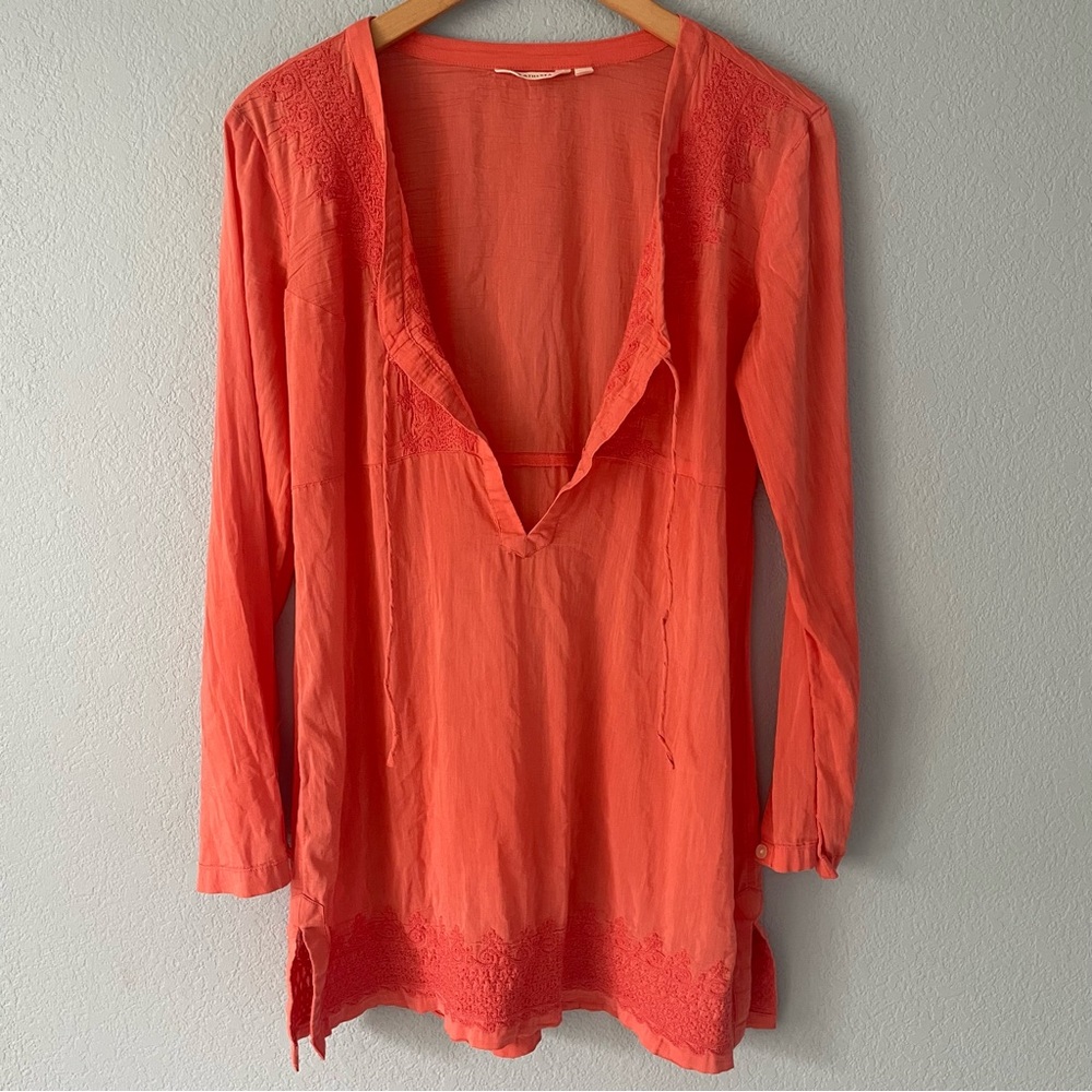 Athleta Tunic Coral Embroidered CoverUp